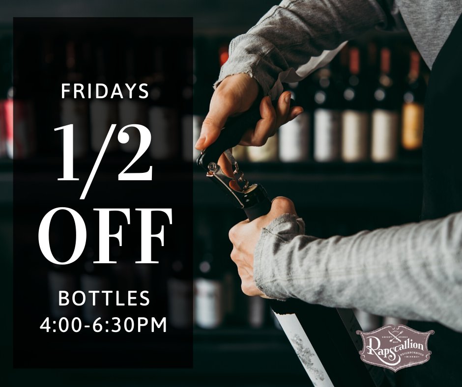 It’s FINALLY Friday.  Are you ready to kick back with us?  Stop in and enjoy half price bottles of wine from 4-6:30. Welcome the weekend with us!