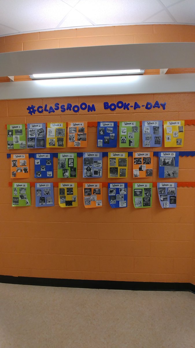 MrsWebb15's tweet photo. 22 done, 16 to go! I wonder what's coming for week 23?
#classroombookaday 
#MayfieldISProud
@_Miss_Hall https://t.co/zrQE5YN60T