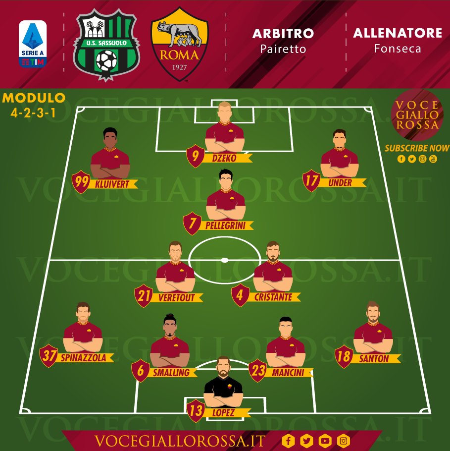 VoceGiallorossa's tweet photo. 📋 @SassuoloUS-@OfficialASRoma - Le probabili formazioni
#AsRoma #Vocegiallorossa
https://t.co/885ccufp9R https://t.co/XOY8W8oWrg