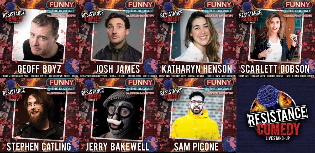 Its just 2 weeks until were treated to another adventure in #Comedy with #ResistanceComedy - on Friday 14th February! 
Find out more about this months line up here - ow.ly/uWdd50y8PZh
@ResComedyUK #CultureInEnfield #LaughterInEnfield #FunnyAtTheDugdale #EnfieldComedy #