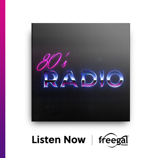 an illustrated graphic of the words 80s radio