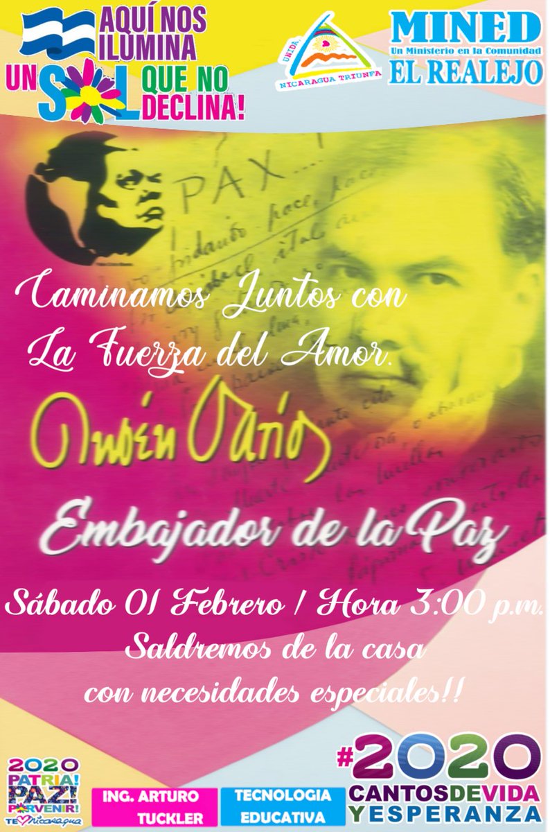 MinedRealejoVic's tweet photo. #ConDarioySandinoSomosGrandes 
#AquiNosIluminaUnSolQueNoDeclina
#TodosConDaniel #TecnologiaEducativa
@LilliamHerrera9 @minednicaragua @minedchinandega @taniasandinista @gael_tavo @salvadorVang @corazon_fsln @Jose_Schendel @RaytiPadilla @ArlencitaCast @HoChiMinhF https://t.co/PYezDY1mXz