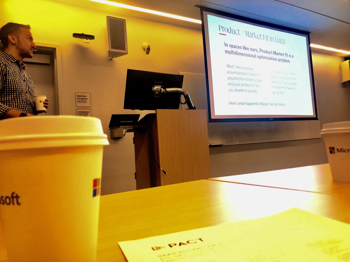 Great talk by ⁦<a href="/robertjmoore/">Bob Moore</a>⁩ on the ups and downs of running a startup. Product-Market fit is more complicated than you would think :) Thanks to ⁦<a href="/PhilaPACT/">Philadelphia Alliance for Capital & Technologies</a>⁩ and ⁦<a href="/Microsoft/">Microsoft</a>⁩ for hosting
