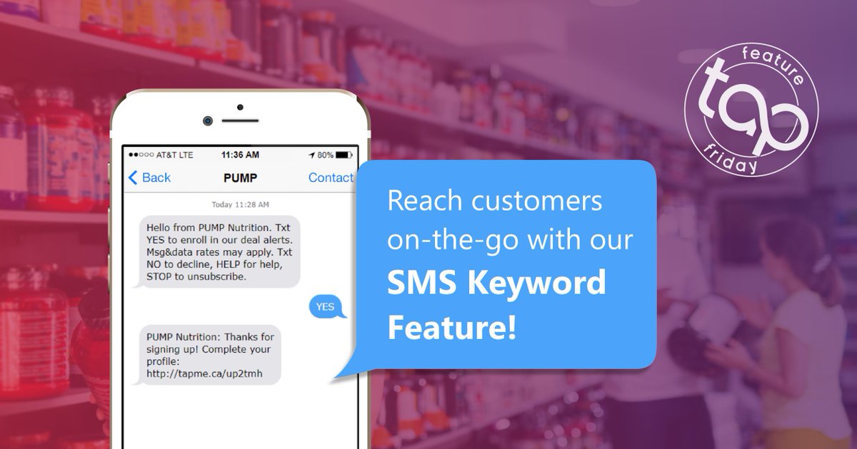 tapmango's tweet image. Reach customers on-the-go with our SMS Keyword Feature! These customizable text messages make it faster and easier for customers to sign up for deals, news, groups, and more! #featurefriday #poweredbytapmango #smallbusiness