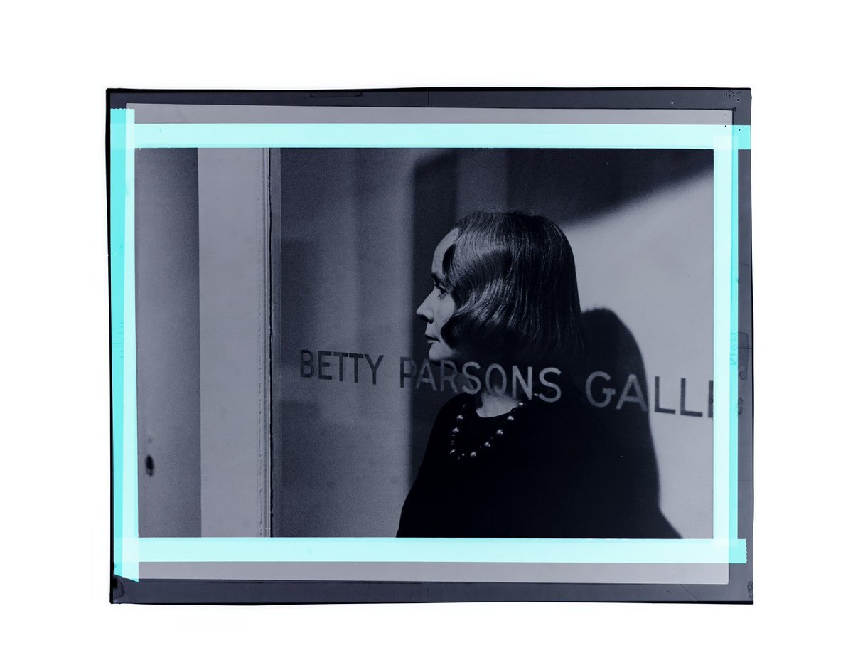 Image of Betty Parsons in profile with partial name of gallery visible.