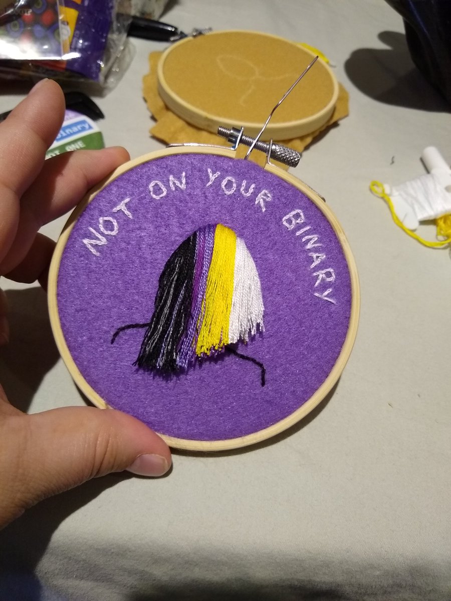 Made this rad #nonbinary piece at sitting at @firsteventconf!

#embroideryinstaguild #embroidelicious