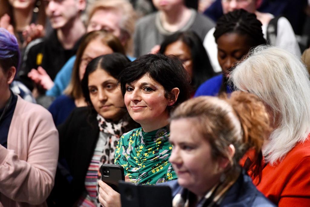 Audience listening to Mayor of London. 