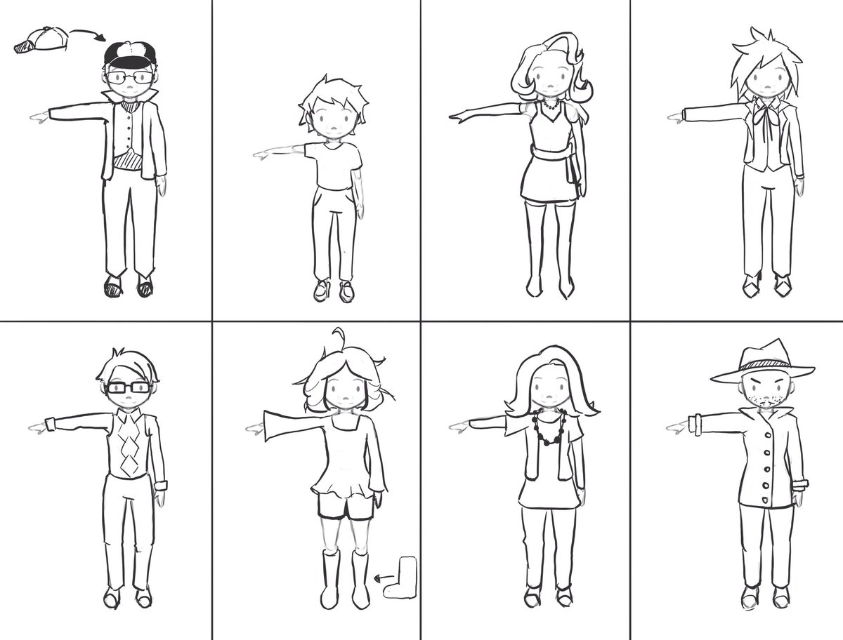 VainaryGames's tweet photo. A character design sheet for the #GGJ2020 game jam game we're working on 😄 We have a feeling we might be too ambitious, but at least we'll go down in a blaze of glory!

#gamedev #indiedev #conceptart https://t.co/4ueoqmaSKb