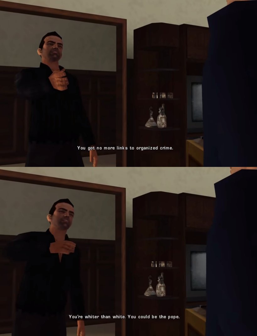 YoyoLameName's tweet photo. Remember when GTA had a Trump inspired character called Donald Love who has connections to the mob, rigs elections, and literally eats people, but still has committed less crimes than the real deal and was deemed unfit to hold office. #ImpeachmentTrialScam #RIPGOP #GOPCOWARDS https://t.co/cF716E5P3R