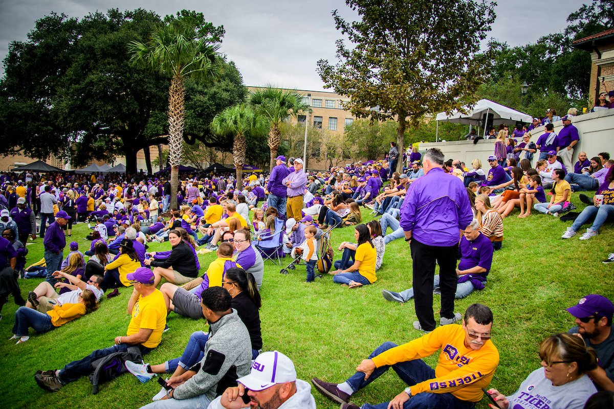 Fans camp out near Victory Hill on a gameday.