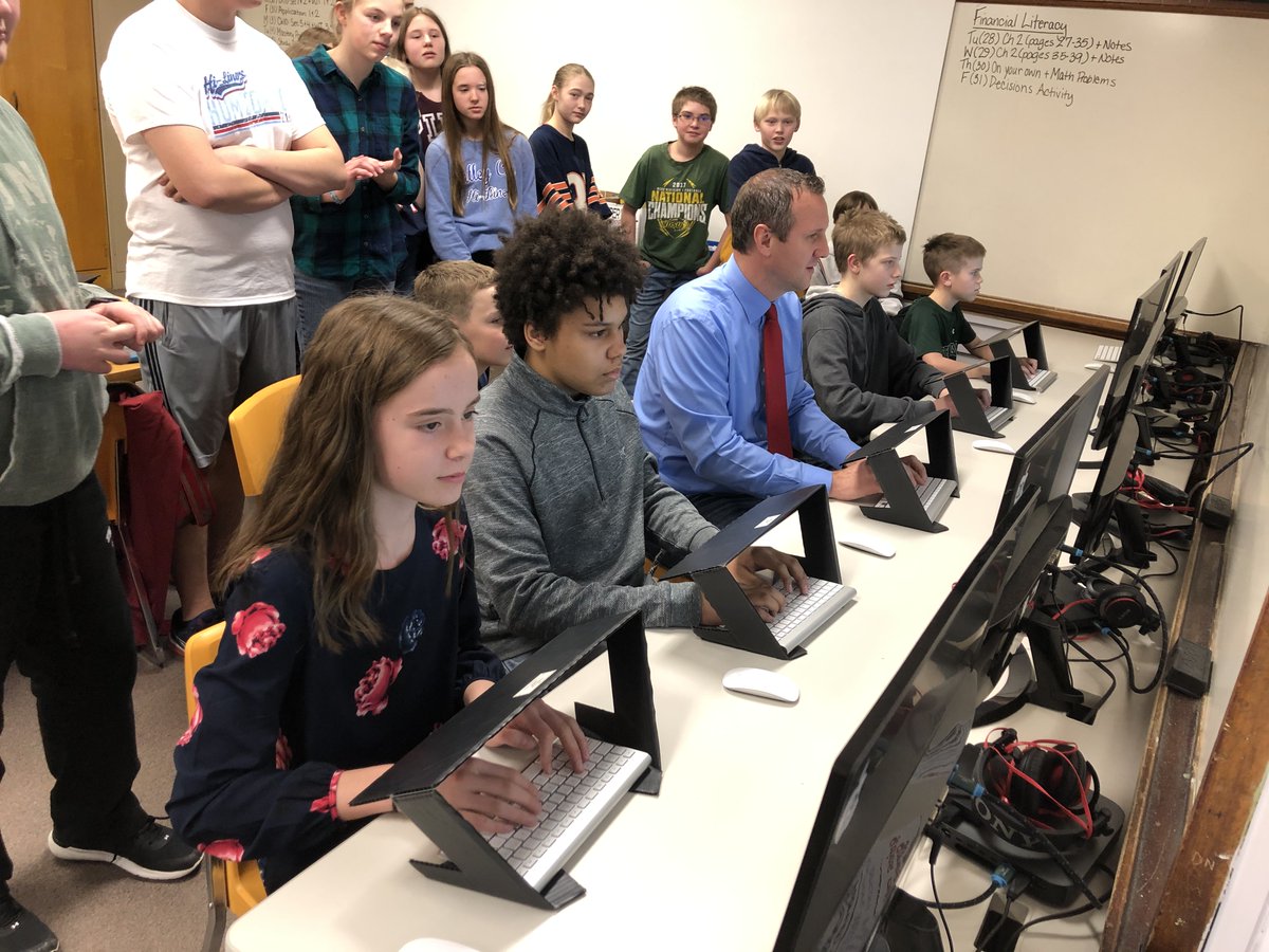 debbeilke's tweet photo. Keyboarding competition in 7th grade today.  Mr. Johnson goes down again.  @HiLiners @VCPSSuper https://t.co/ylzyTLZ9Ea