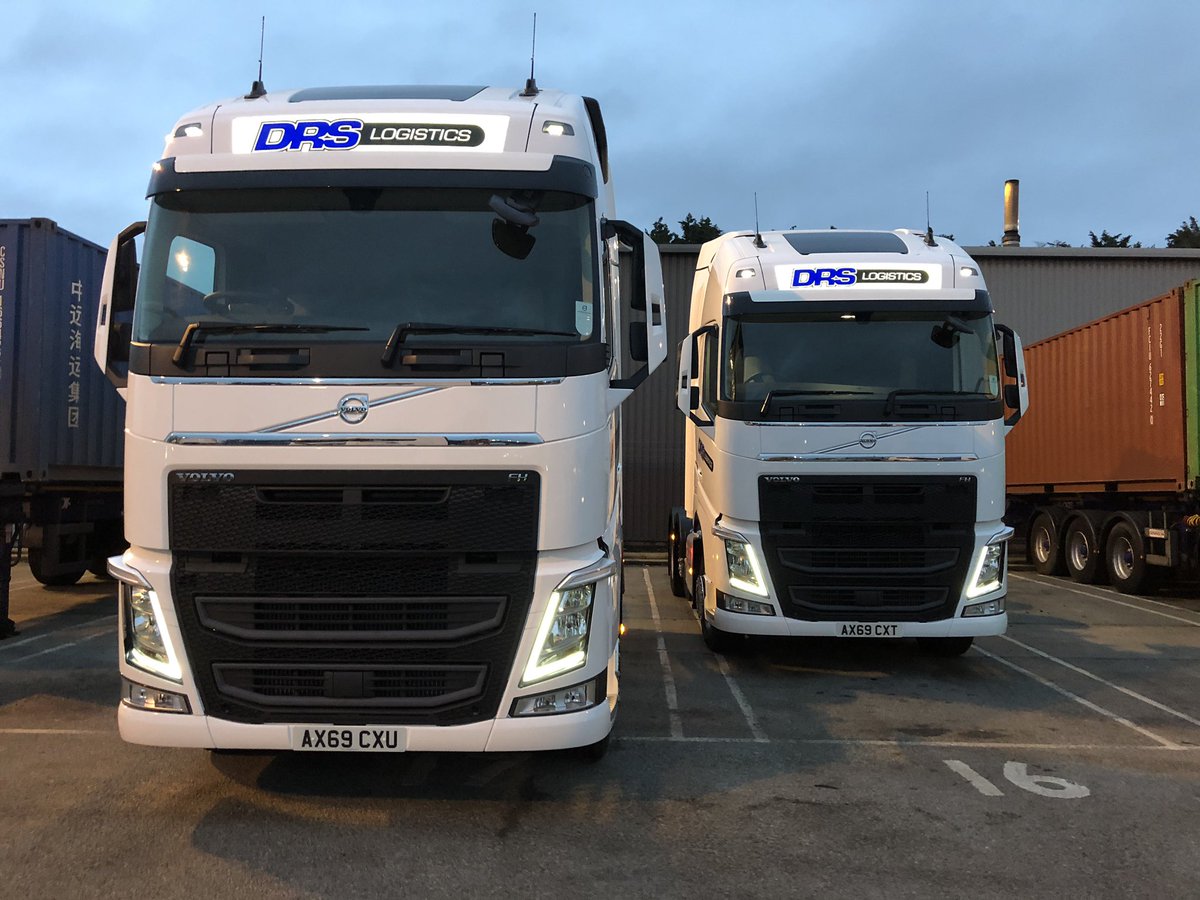 Here they are! We’ve taken delivery of our two new <a href="/VolvoTrucksUK/">Volvo Trucks UK</a> FH 500 Globetrotter XL from Volvo Trucks East Anglia, the first Volvo’s to ever join the DRS fleet. #deliveringyourreputation #containerlogistics