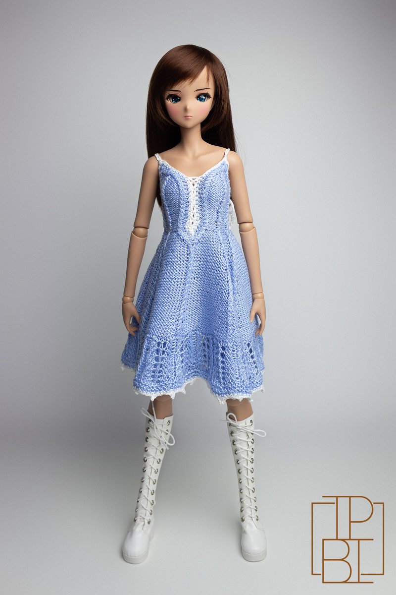 IKhoroshaeva's tweet photo. Light Blue Knitted Dress for Smart Doll Destiny #smartdoll #dressforsmartdoll #clothesforsmartdoll #sdclothes #sddestiny #toypatternsbyirina https://t.co/5oEaLTHti1