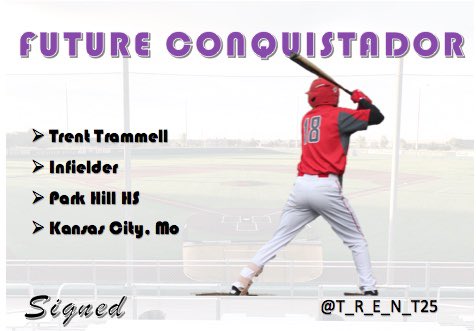 GoConqsBB's tweet photo. We’re excited to announce our next signee in the 2020 class! Trent Trammell, (@T_R_E_N_T25) is an infielder from Kansas City, MO!
#Signed
#2020Conqs https://t.co/IT3WsqC0bo