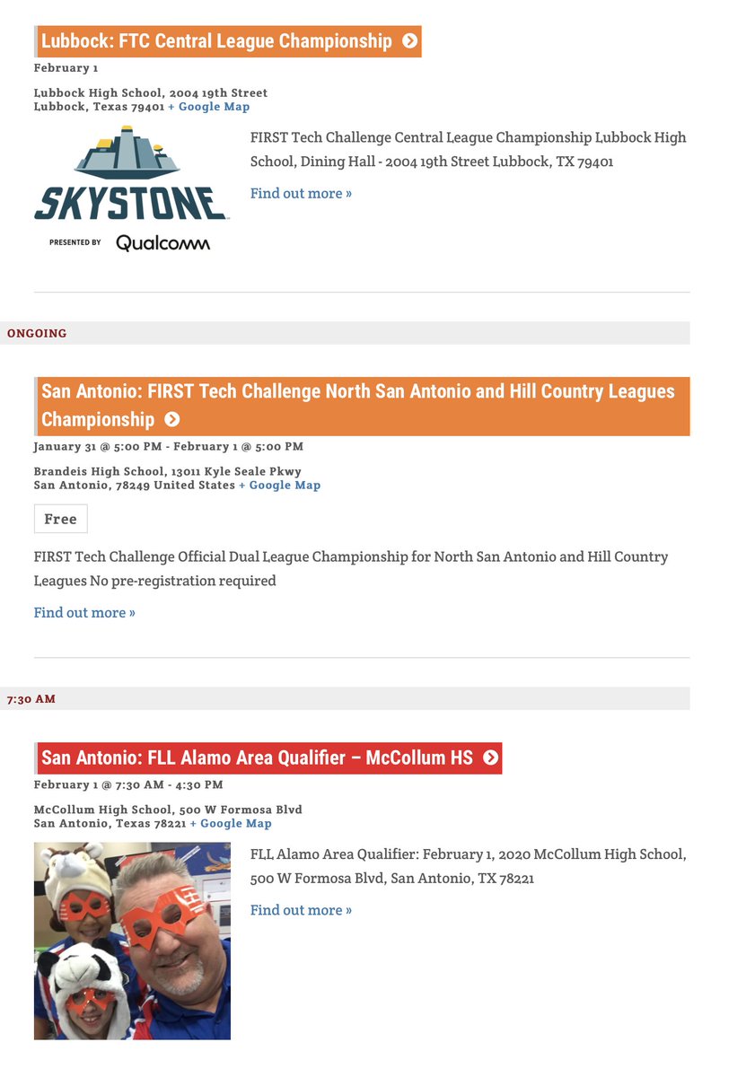 February 1, 2020 FIRST in Texas events for FIRST LEGO League CITYSHAPER and FIRST Tech Challenge SKYSTONE game challenges. 2 of 3