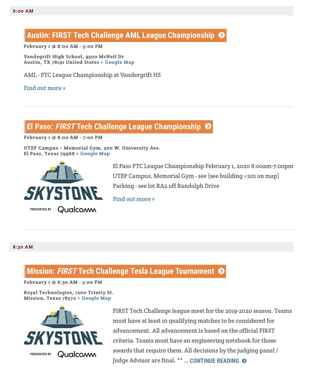 February 1, 2020 FIRST in Texas events for FIRST LEGO League CITYSHAPER and FIRST Tech Challenge SKYSTONE game challenges. 3 of 3