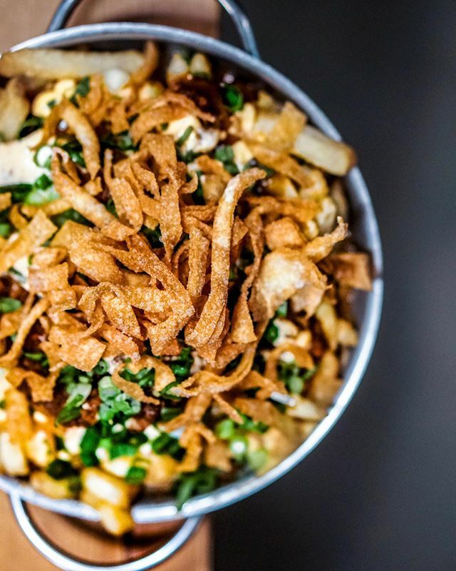 SpudShackca's tweet photo. We call this delight the "Night Market" - Ginger Beef, Spicy Mayo, Kimchi, Crispy Wontons, Green Onions

A little history of this dish, our founder Dan was driving to work one day and created this dish in his mind. He wanted to create a dish that shows o… https://t.co/nBvL0m63af https://t.co/cJlEO3MzIS