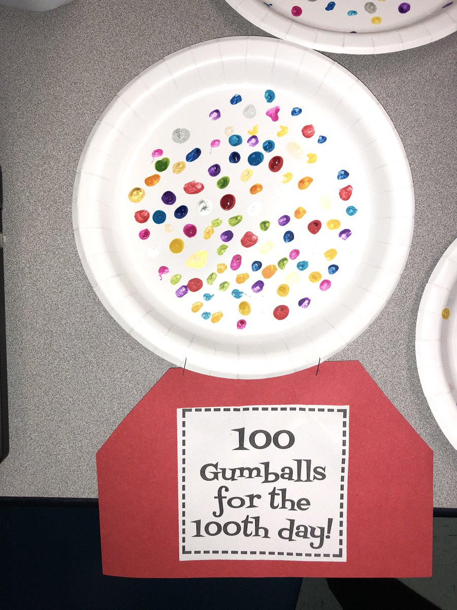 trrozanski's tweet photo. Today’s math...100 gum balls and 100 exercises!  Paint 10 gum balls, do 10 exercises and repeat 10 times! Happy 💯 days! 😊 🎨  🏃‍♀️ #EC_Proud https://t.co/mbfL4WmWrz