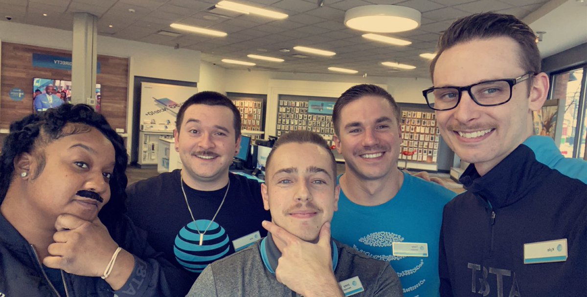 JoeywillisATT's tweet photo. Clocked in for my last shift as an Assistant Store manager, great experience with an amazing team, for my last day I asked everyone to shave everything but their mustache’s! Not sure why but it was too funny 🤣 thanks for the memories! @bpuryear1 @ElTigreSabatino https://t.co/JzGwi6FbZj