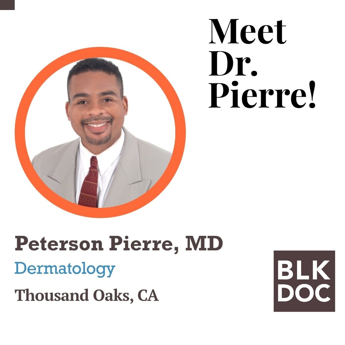 Meet Dr. Pierre!  Dr. Peterson Pierre, know as the 'gentle injector' is a board-certified dermatologist in Thousand Oaks, Ca.  His practice focuses on both medical and cosmetic dermatology.  Learn. More at findablackdoctor.com/peterson-pierr…
#findablackdr #dermatologist #blackdermatologist