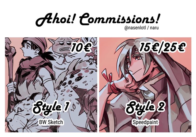 howdy everyone!

i'm offering commissions bcs i'm short on お金 since december?

i'm open for 5 slots! ? 