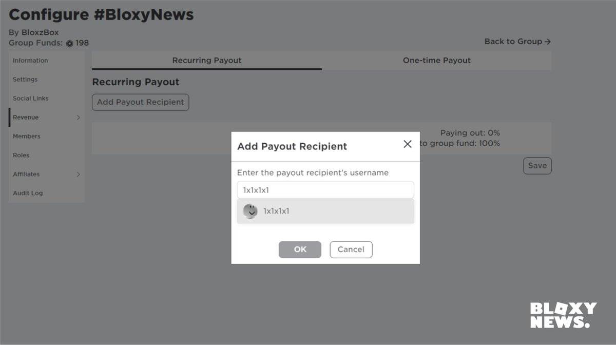 Bloxy News On Twitter Interesting Discovery You Are Able To Type In Any Banned User S Roblox Name Into Group Payouts And Their Avatar And Name Will Appear Obviously You Can T Send - bloxy news on twitter bloxynews roblox is removing