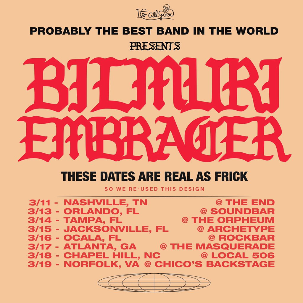 IAGBooking's tweet photo. NEW SHOWS ADDED ‼️
Tampa and Ocala! @BilmuriTweets and @Embracer are coming for you this March!! Head to https://t.co/q8kRWM9FwY for tickets NOW! https://t.co/IPBj9YVFal