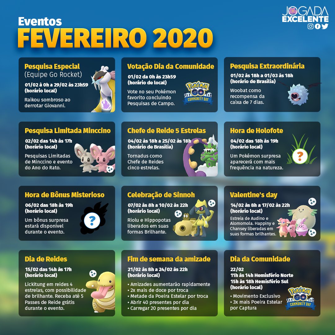 Todos eventos do mês de novembro de 2022 no Pokémon GO