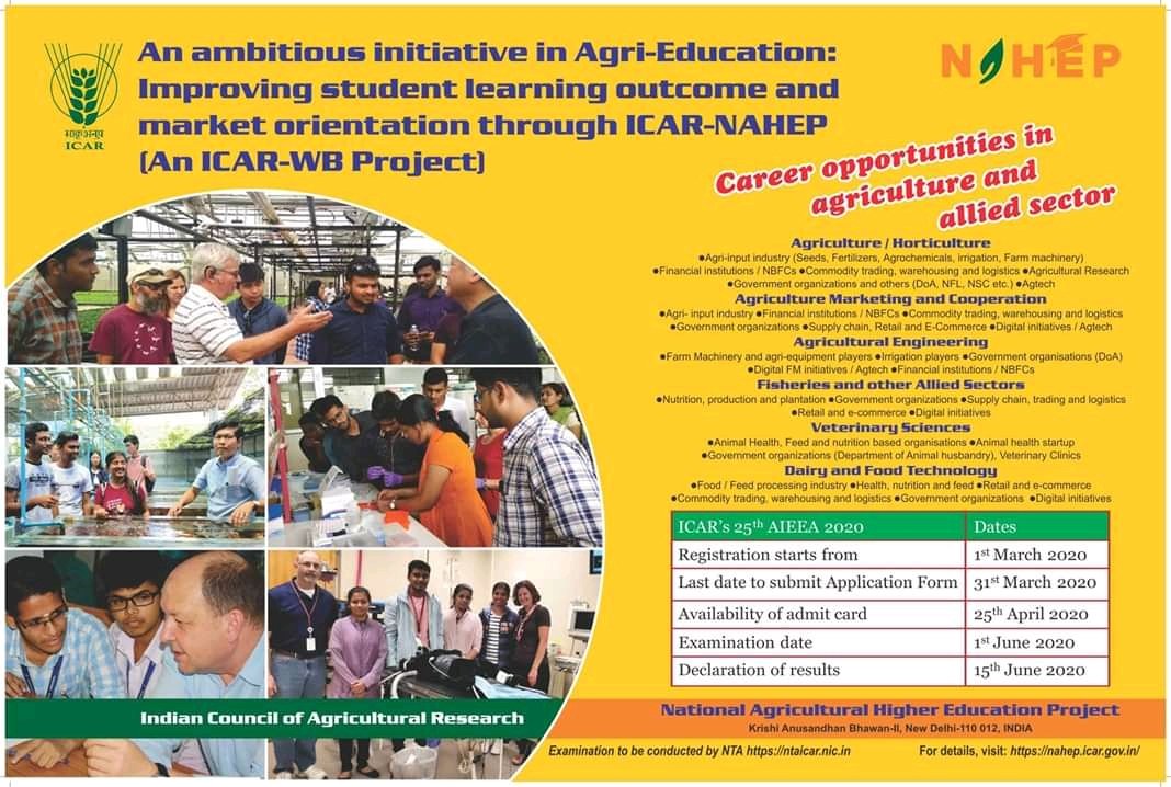 iari_toppers's tweet photo. #AIEEA - 2020 Exam Date Reminder By #ICAR.
#ICARJRF
#icarug
#icarpg https://t.co/r2Qaf4FuzD