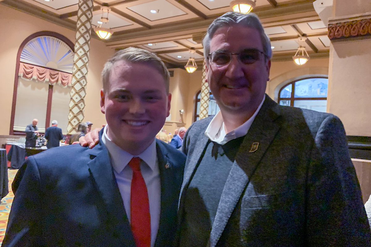 PrestonTWright's tweet photo. It was an honor to finally meet Governor Holcomb and have the opportunity to share with him about our HUGE victories in the City of Bluffton last November! He’s proud of what we did. #LeadRight #CongressOfCounties https://t.co/VbLwg14xNE