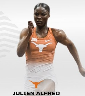 terryfinisterre's tweet photo. 23.08 for Julien Alfred, second at the #RazorbackInvite for the women's 200m, but the fastest indoor time ever for a Caribbean U20 woman. 2d fastest time in the world for 2020. 🇱🇨 https://t.co/jriDRanqAg