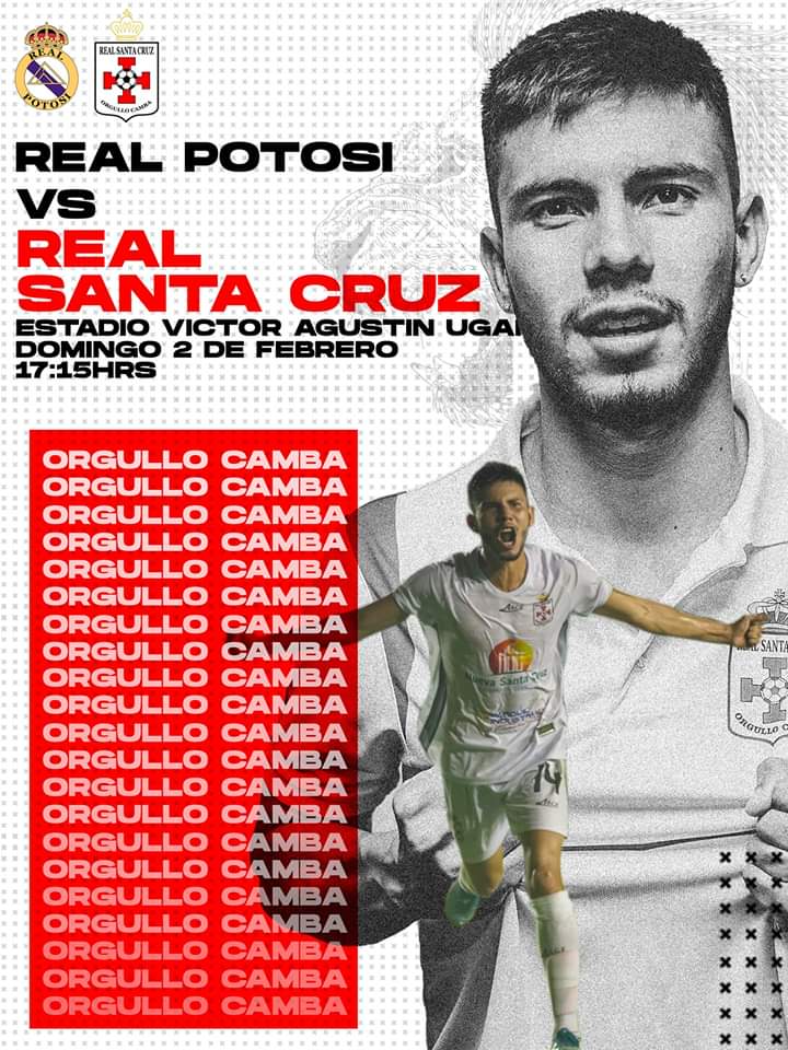 ClubRealSC's tweet photo. Este Domingo nos vamos en busca de los 3 puntos a la Villa Imperial...

⚽️ #RealPotosi vs #RealSantaCruz
🇧🇴 División profesional
📆 4ta Fecha 
🏟 Victor Agustin Ugarte
⏰ 17:15 https://t.co/5vCNzQUBjU