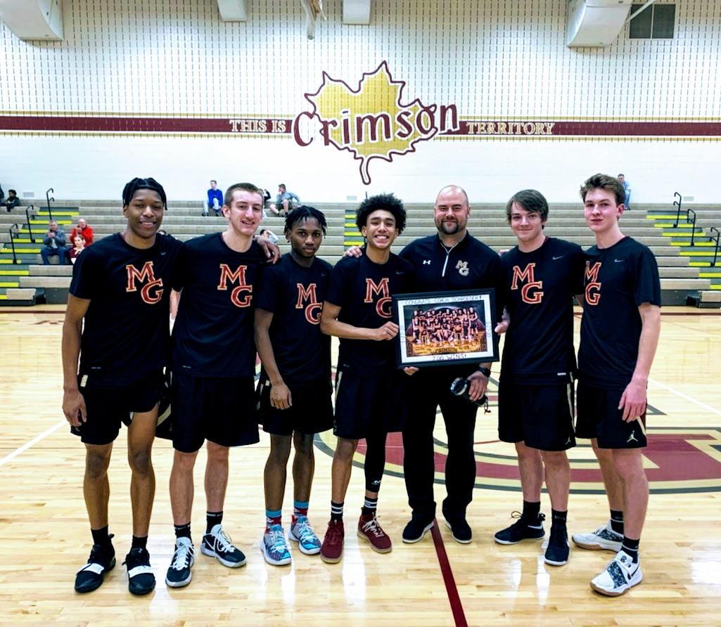 GroveHoops's tweet photo. Pregame honors for @nickschroeder24 and his 200th career win Monday! #dedication #Year10 #CrimsonWay #FTL https://t.co/V5w0ICCytR