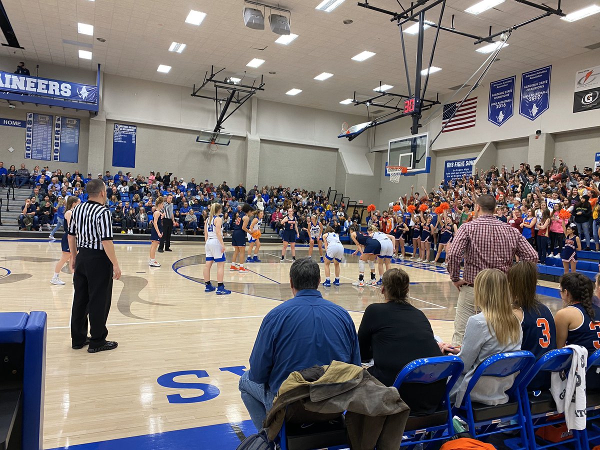 WarEaglesGBB's tweet photo. We went across town tonight &amp; came home with a conference win against the Rogers Lady Mountaineers! 🦅

We are proud of our players and we are thankful for this packed out student section!! 🦅🏀 #WAREAGLE @RPS_Athletics @RogersHeritage https://t.co/irEHnLVhO6