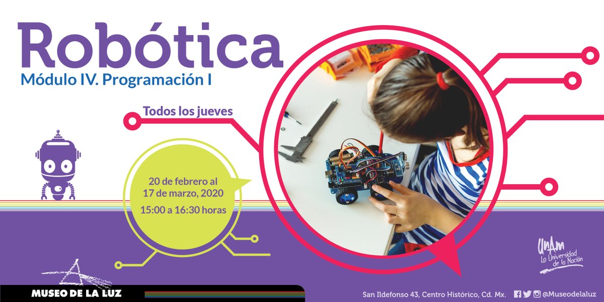 MuseodelaLuz's tweet photo. 🤖 ¿Cómo dar instrucciones a un robot? Deja que tus hijos descubran el fascinante mundo de la programación e inscríbelos al #Curso: Robótica Módulo IV – Programación I (jueves), para niños de 6 a 12 años.

Informes:
📞 55-5702-3195, exts. 109 o 110
🌐 https://t.co/NPSxgxRJhf https://t.co/7rn9DzlLrD