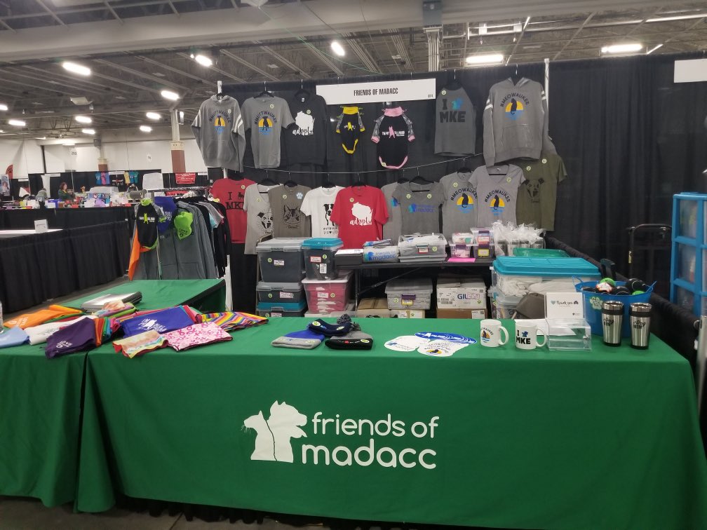 Visit us in booth 614 to get your favorite merch tomorrow from 9-5 at Great Lakes Pet Expo #muttwaukee #friendsofmadacc #petexpo