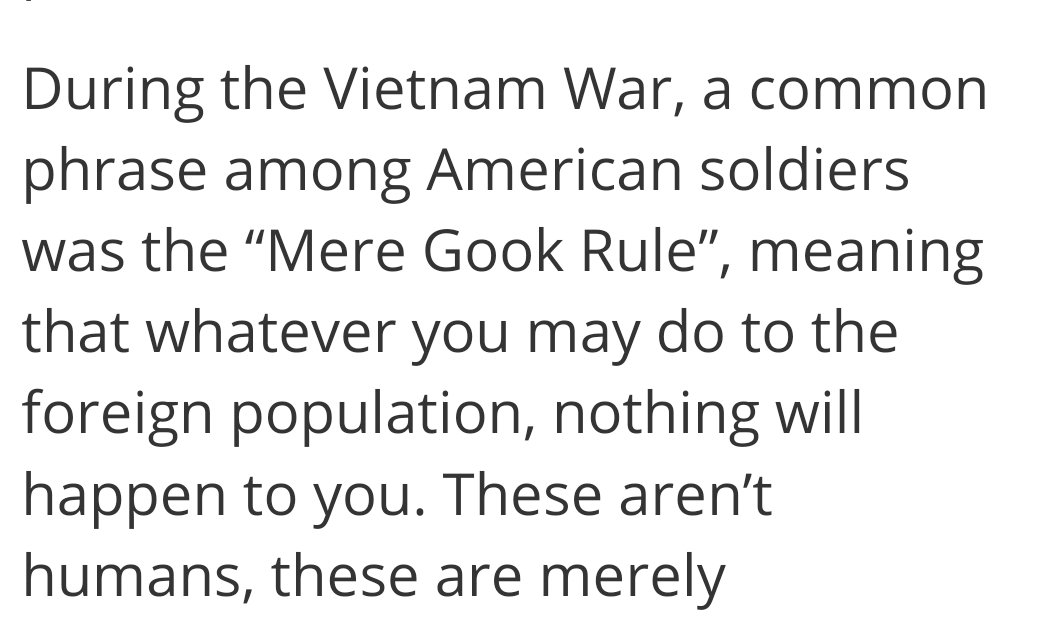 The Military used the acronym MGR. It meant there would be no consequences for killing Vietnamese.