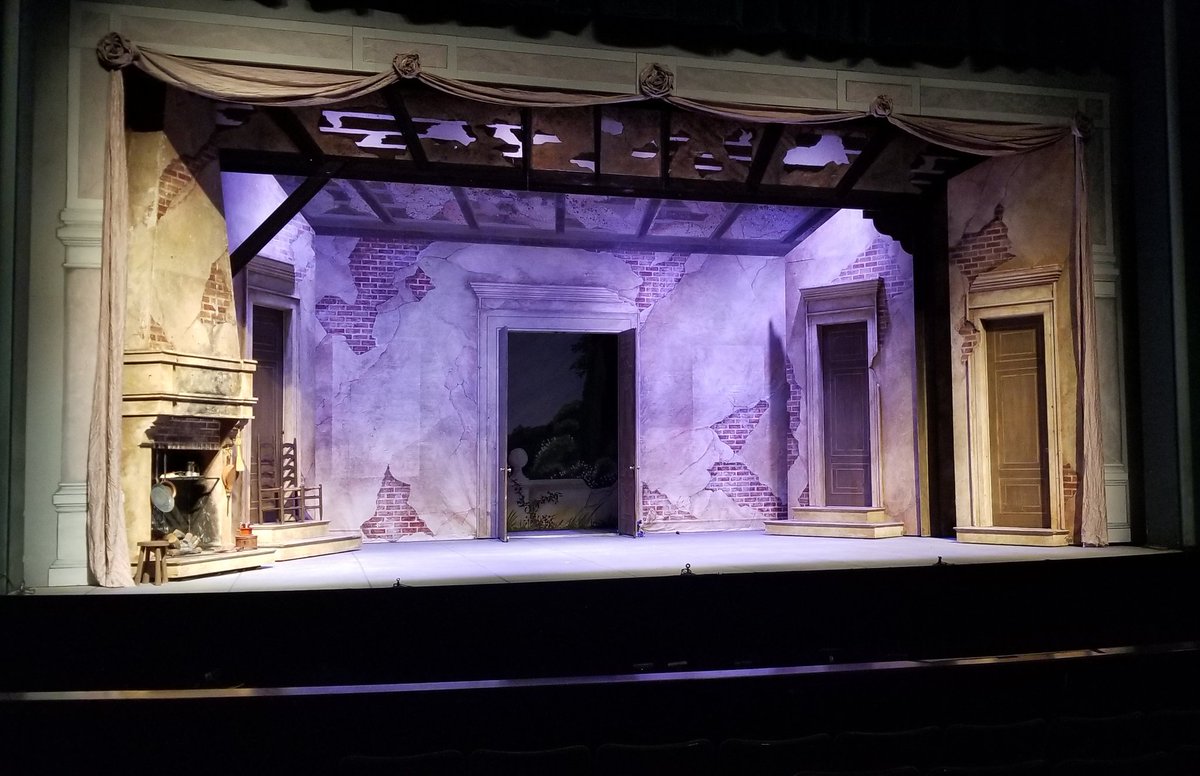 operaglenn's tweet photo. Rossini's Cinderella opens in T-minus 3 hours! Here's the set for the top of the show. @vaopera #HarrisonOperaHouse https://t.co/xcZBcnQBQO