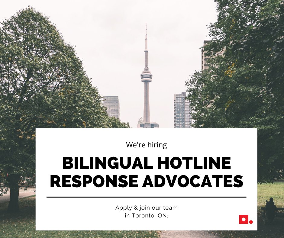We are hiring full-time and part-time positions for Hotline Response Advocates. This is a front-line position to assist callers to the Canadian Human Trafficking Hotline. English - French bilingualism is a requirement. Learn more here: canadiancentretoendhumantrafficking.ca/about-the-cent…