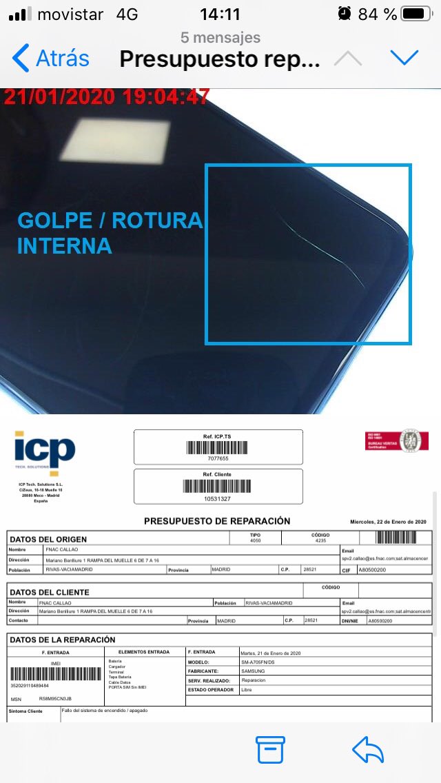 erkikik's tweet photo. @CAC_Fnac_ESP @SamsungResponde esto es@vuestro presupuesto sin especificar que hacer y quereis cobrar 203€ por untelefono que estaba nuevo sin rotura, de repente tiene una rotura interna #samsunestafa #fnacestafa https://t.co/pVd3MuIrFF