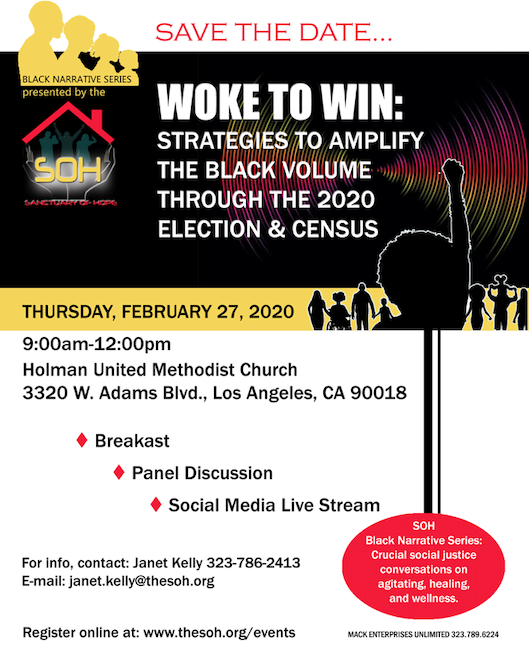 The_SOH_LA's tweet photo. Get up, stand up, stand up for your rights! Join us for our annual Black Narrative Series 2020!
RVSP soon, seats are limited. https://t.co/NPzoz0v9jE
#BlackNarrativeSeries2020 #WakeUp2020 #census #blackhistory #eventsinla #Election2020 https://t.co/cfWXyyD8QP