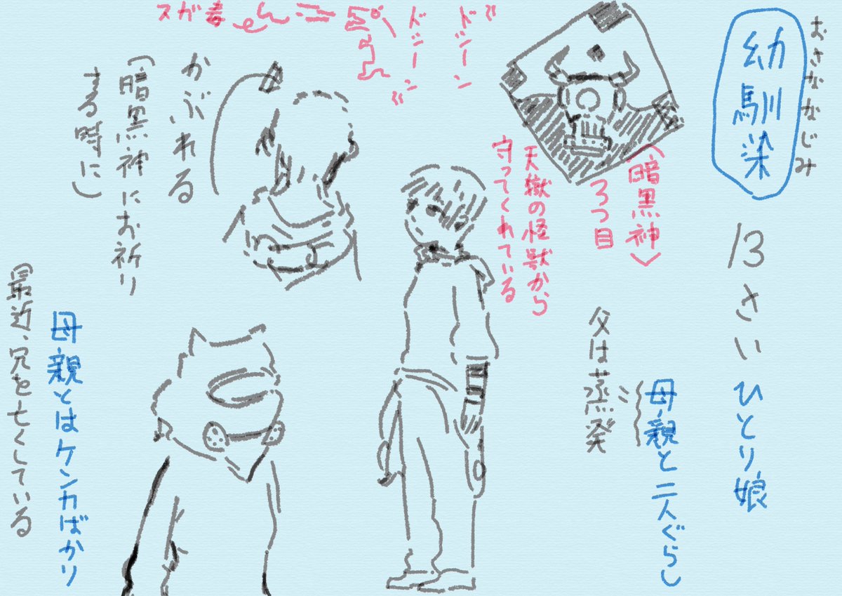 #20分で脳内スケッチ
【15/100】
「ドシーンドシーン」天獄の怪獣が目を覚ました。
空気を吸い込み毒に変えながら向かってきます
暗黒神にお祈りをしましょう。
さすれば怪獣は再び眠りにつくでしょう

しかし遅かれ早かれ怪獣はやってきます
備えましょう、終末に。
命は収縮し再び拡散するのです 