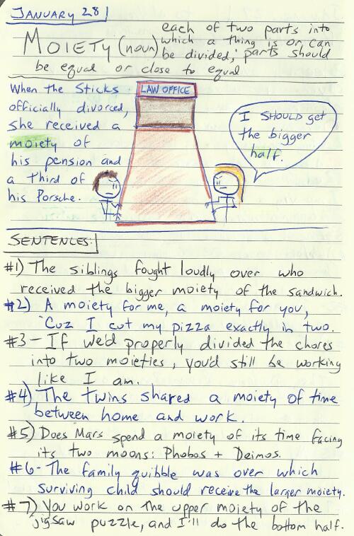 WritingFix's tweet photo. I'm featuring this page from my #VocabularyWritersNotebook as part of our revised Vocabulary Resource Page--https://t.co/q3WYn6sltJ #moiety #AlwaysWrite #vocabulary https://t.co/trGFhrfHQg