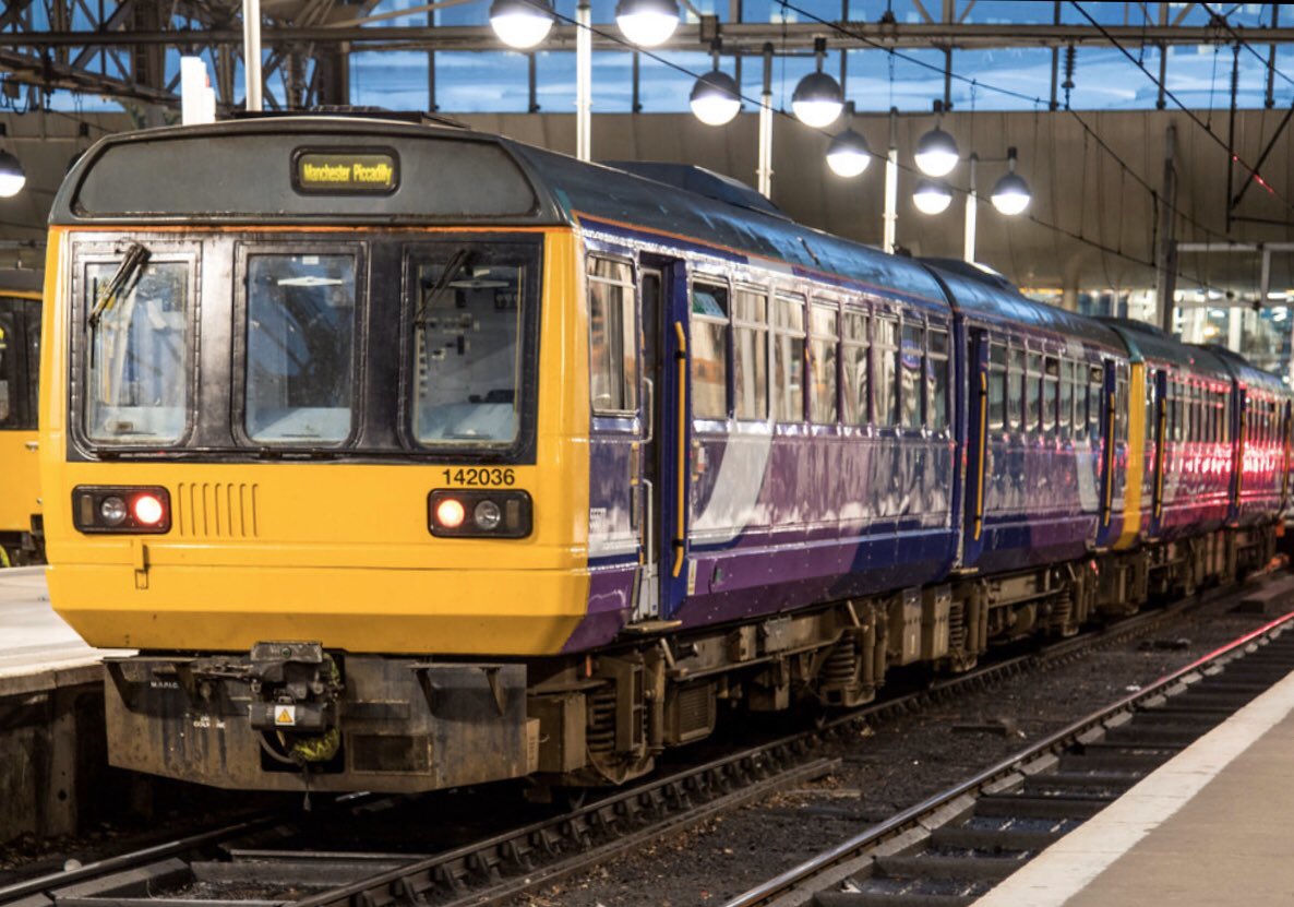 M62J21's tweet photo. Class 142 Pacer unit waiting patiently at Manchester Piccadilly a couple of years ago. 
@RailwayNorthern #northern #trains #railway #manchester #piccadilly #platform #pacer #pacers #nolonger https://t.co/sLL8VEbpUf