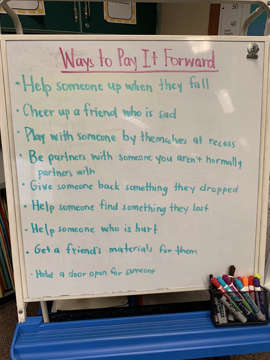For #PayitForwardFriday we watched the Kindness Boomerang video on YouTube and brainstormed a list of ways to pay it forward every day at MTE. Looking forward to seeing these ideas put into action! #happybdayberesford