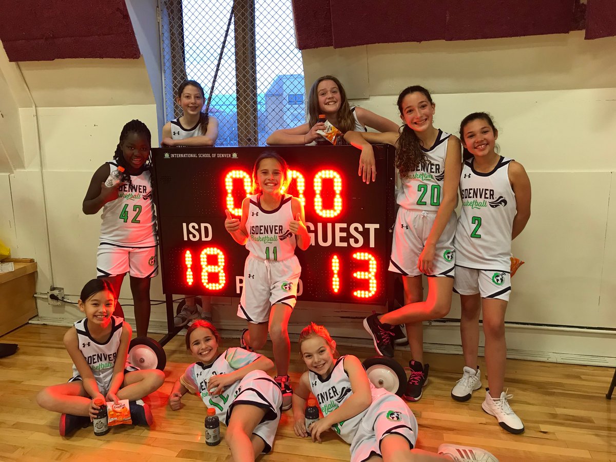 Congratulations to our G5 &amp; G6 Girls Basketball team members, who celebrated their first victory on Monday over St. John's, 18-13! Well done Dragons!! #ISDBasketball #GoDragons #DragonPride #ISDenverAthletics #schoolbasketball