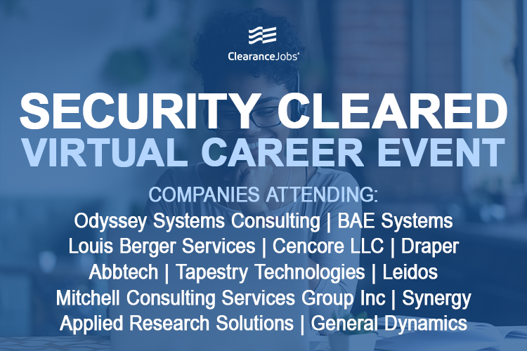DHICareerEvents's tweet photo. Register to attend the upcoming #virtual #JobFair  next Tuesday, February 4th for security cleared professionals! Connect with #recruiters from the companies listed and learn more about their open #Career opportunities - right from your own computer https://t.co/I7jES9f8Do https://t.co/dPeZ1VO3JH
