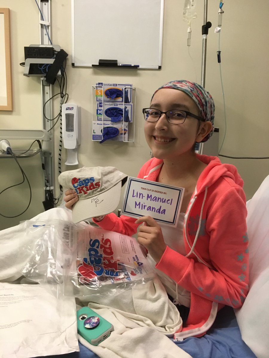 CapsForKids's tweet image. Lin-Manuel Miranda makes Aimee smile as she battles Leukemia - mailchi.mp/a6ccd4f1b4af/l…