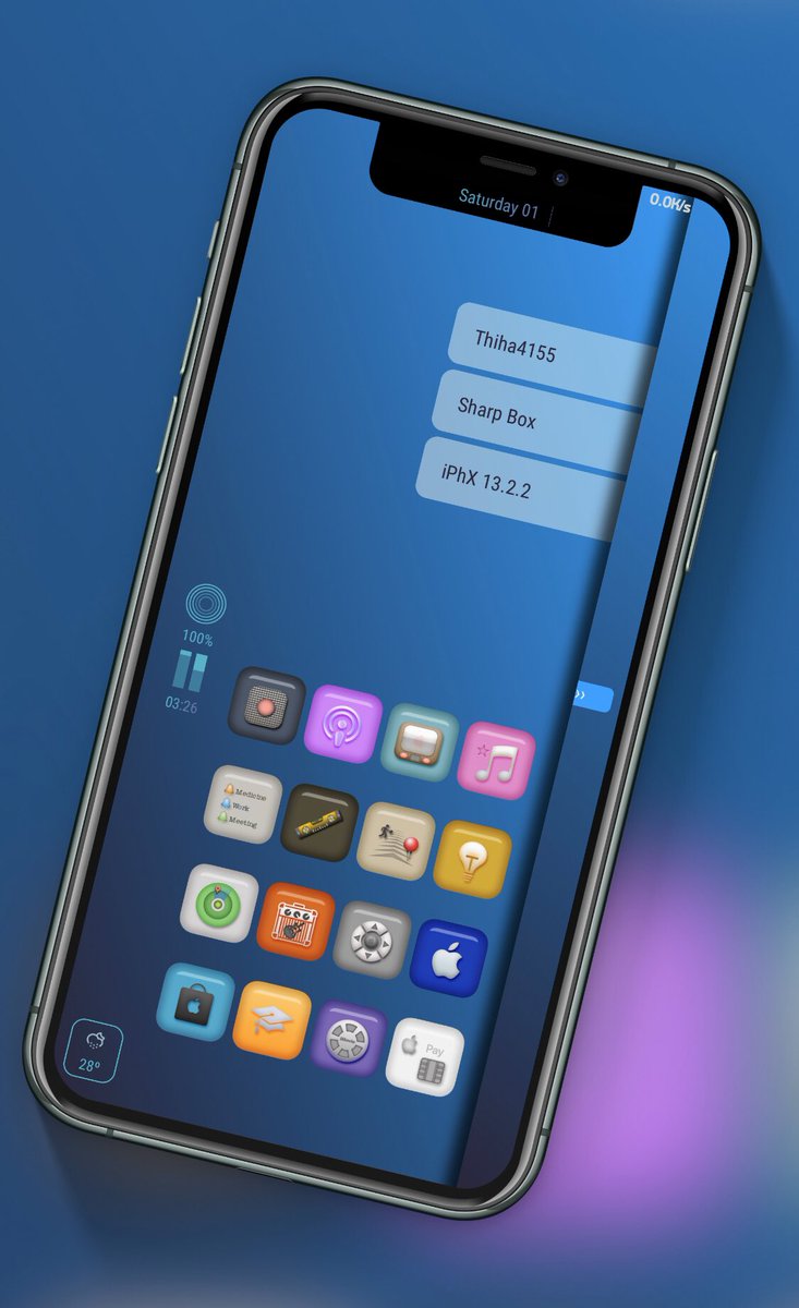 kyawthihaphyo's tweet photo. Just done ✅ some apple app for 
#Sharp_Box [WIP] 
#Widget ($) by @Enter_Apps 
#HideStatusbarItems by @chashmeet
#screenshot by @screenshot_pro https://t.co/ZO2PtuV6z5