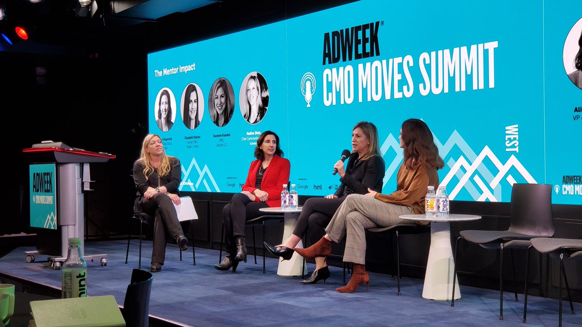 Adweek's tweet photo. Mentorship is a two-way street, there's always room to continue to learn. At the #CMOMoves Summit, @NadineDietz talks on the mentor impact and how industry leaders such as @googlecloud's @awagonfeld, @DeloitteUS' @suzanne_kounkel and @ebcharles1 have experienced it. https://t.co/43NDOc9jbj